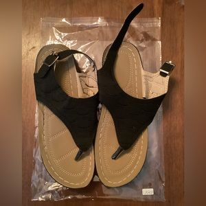 Wedge Flip Flops Black 8